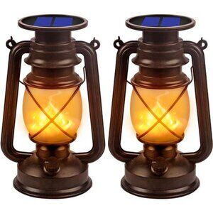 Solar Lantern Outdoor Hanging Solar Lights Dancing Flame Led Waterproof Camping